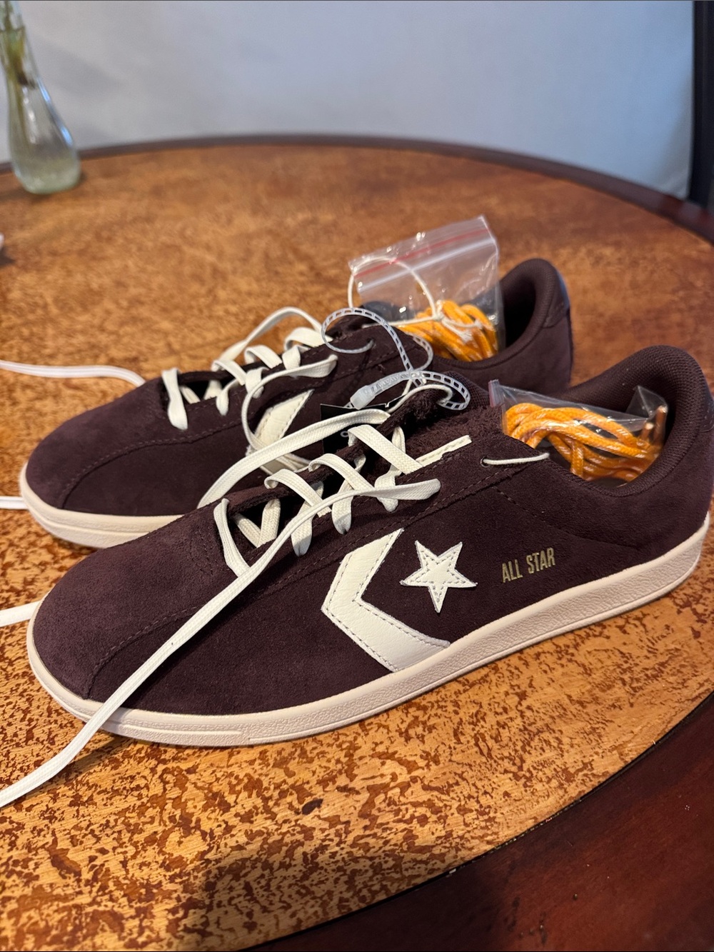 Converse Men's Low-Top Suede Sneakers in Dark Brown with White Accents